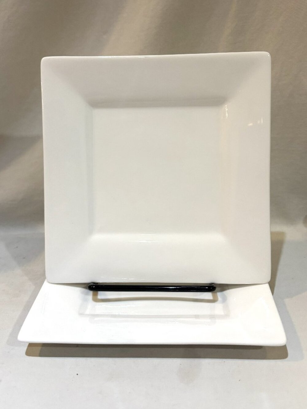Pair of 10 Strawberry Street White Ceramic Square Salad Plates 7 inch